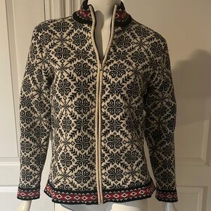 Vintage L.L. Bean Black and White Wool Cardigan